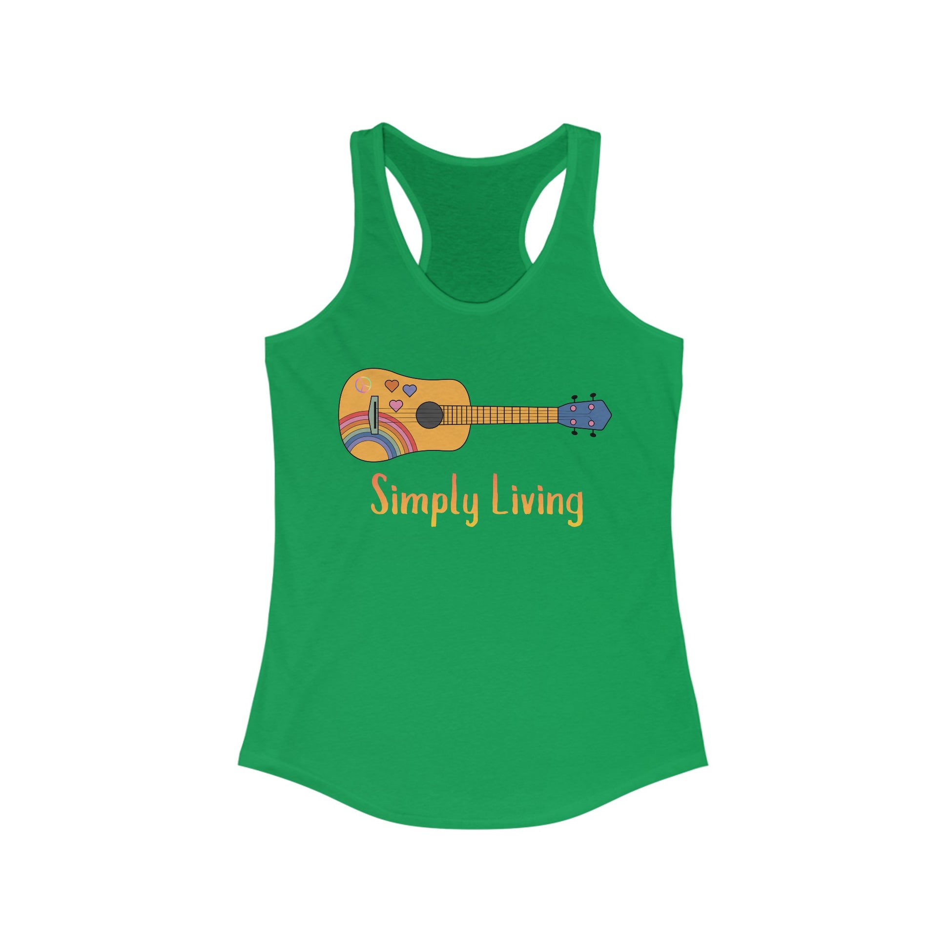 Simply Living Guitar Racerback Tank, Peace sign, Rainbow Guitar, Music Lover Gift, Guitar Lover Gift