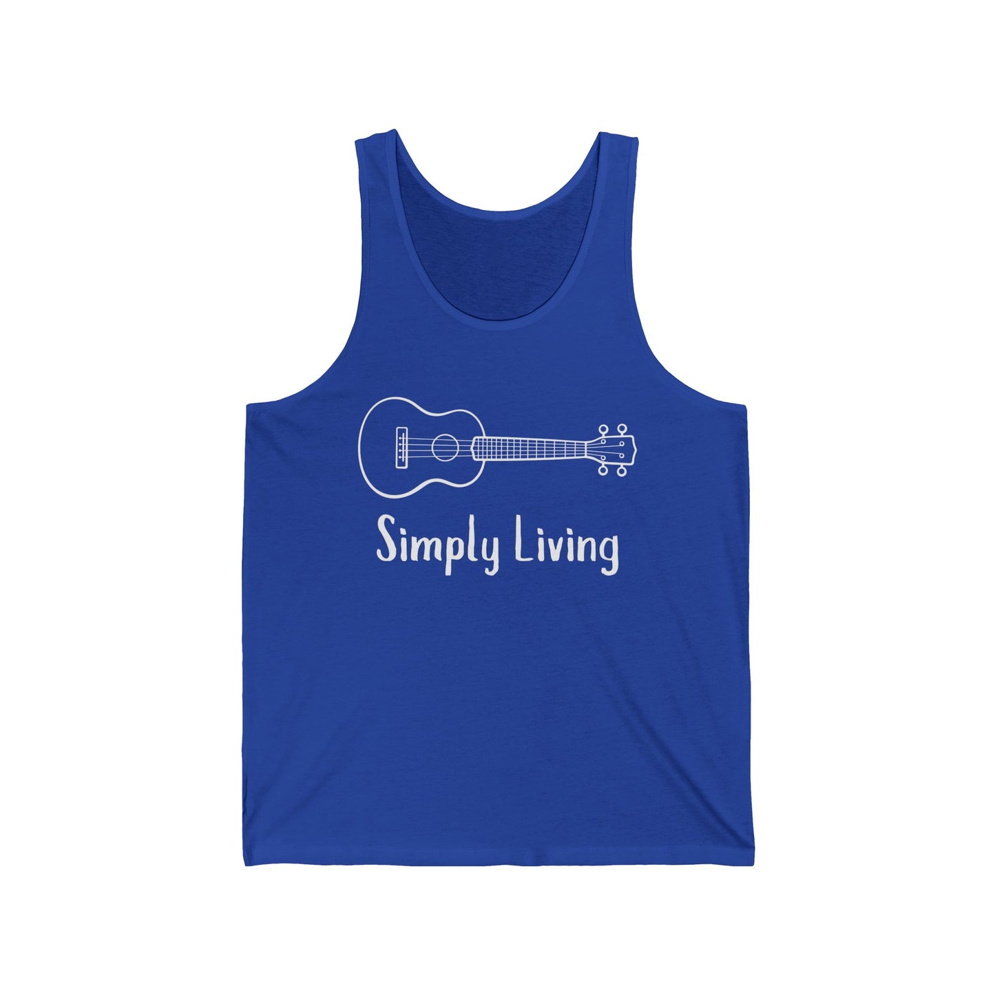 Simply Living Guitar Unisex Jersey Tank Top, Bluegrass Tank Top, Music Lover Gift, Guitar Player Gift, Festival Tank Top