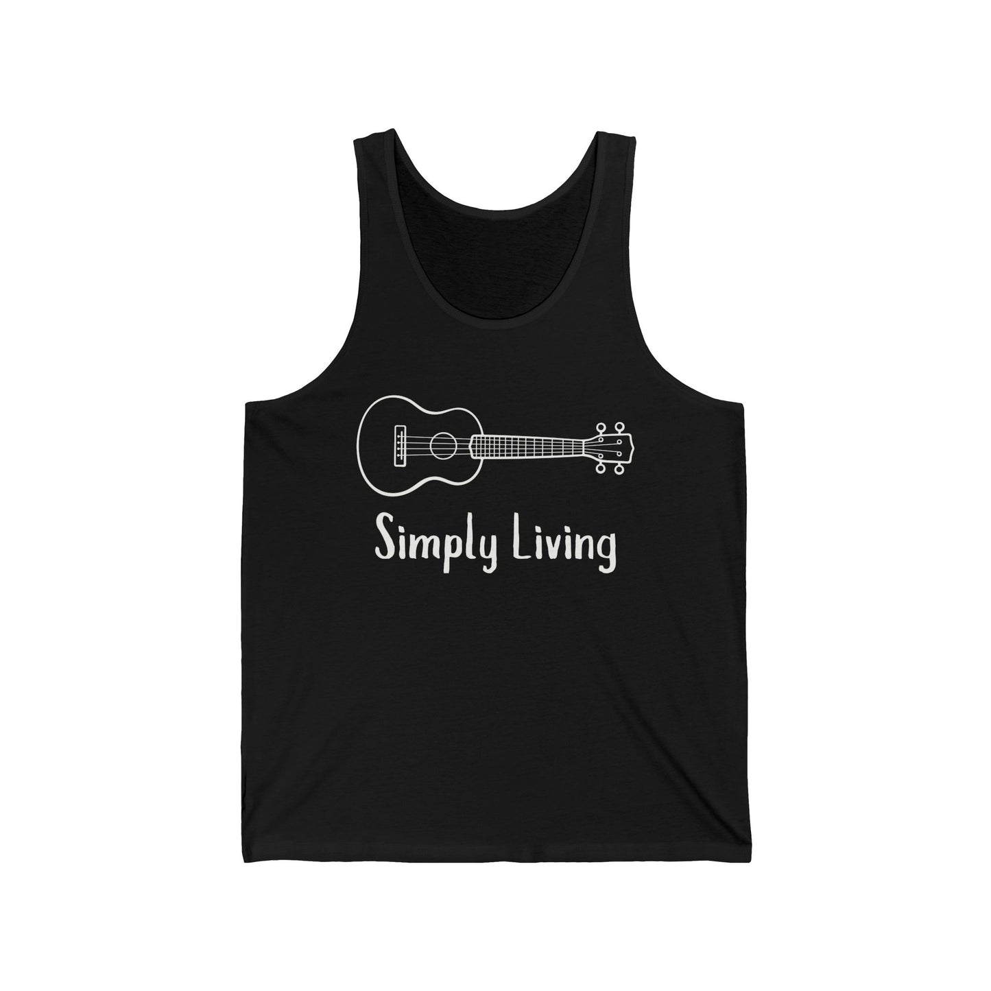 Simply Living Guitar Unisex Jersey Tank Top, Bluegrass Tank Top, Music Lover Gift, Guitar Player Gift, Festival Tank Top