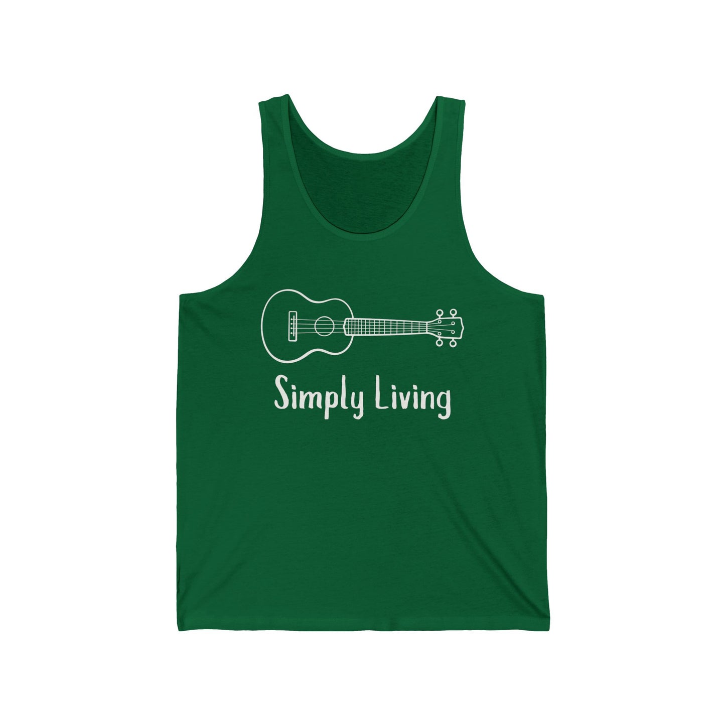 Simply Living Guitar Unisex Jersey Tank Top, Bluegrass Tank Top, Music Lover Gift, Guitar Player Gift, Festival Tank Top