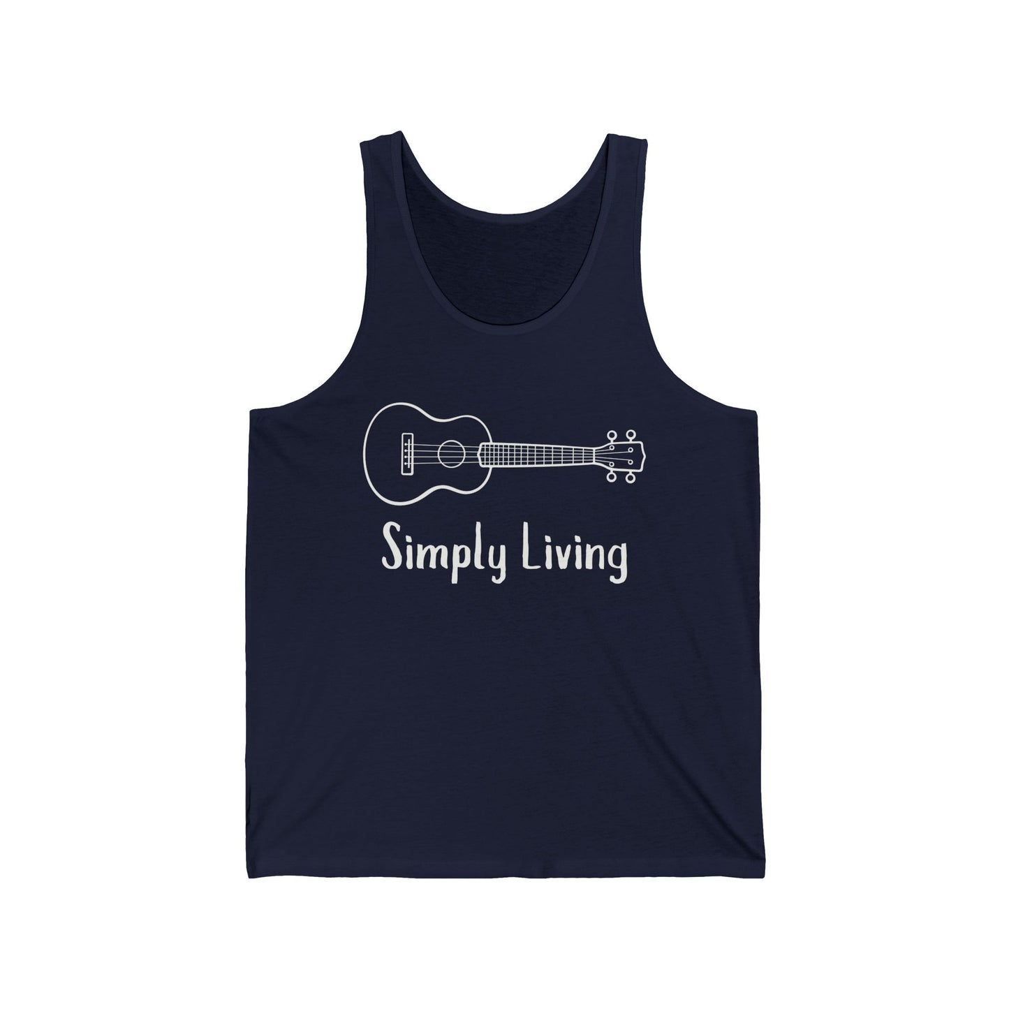 Simply Living Guitar Unisex Jersey Tank Top, Bluegrass Tank Top, Music Lover Gift, Guitar Player Gift, Festival Tank Top