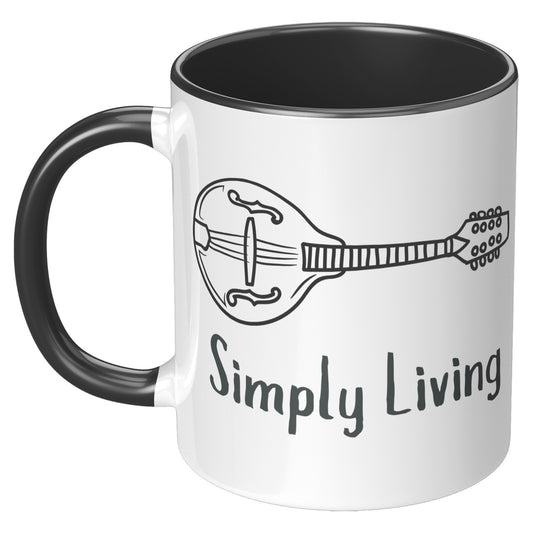 Simply Living Mandolin 11oz Accent Mug, Mandolin Lover Gift, Mandolin Player Gift