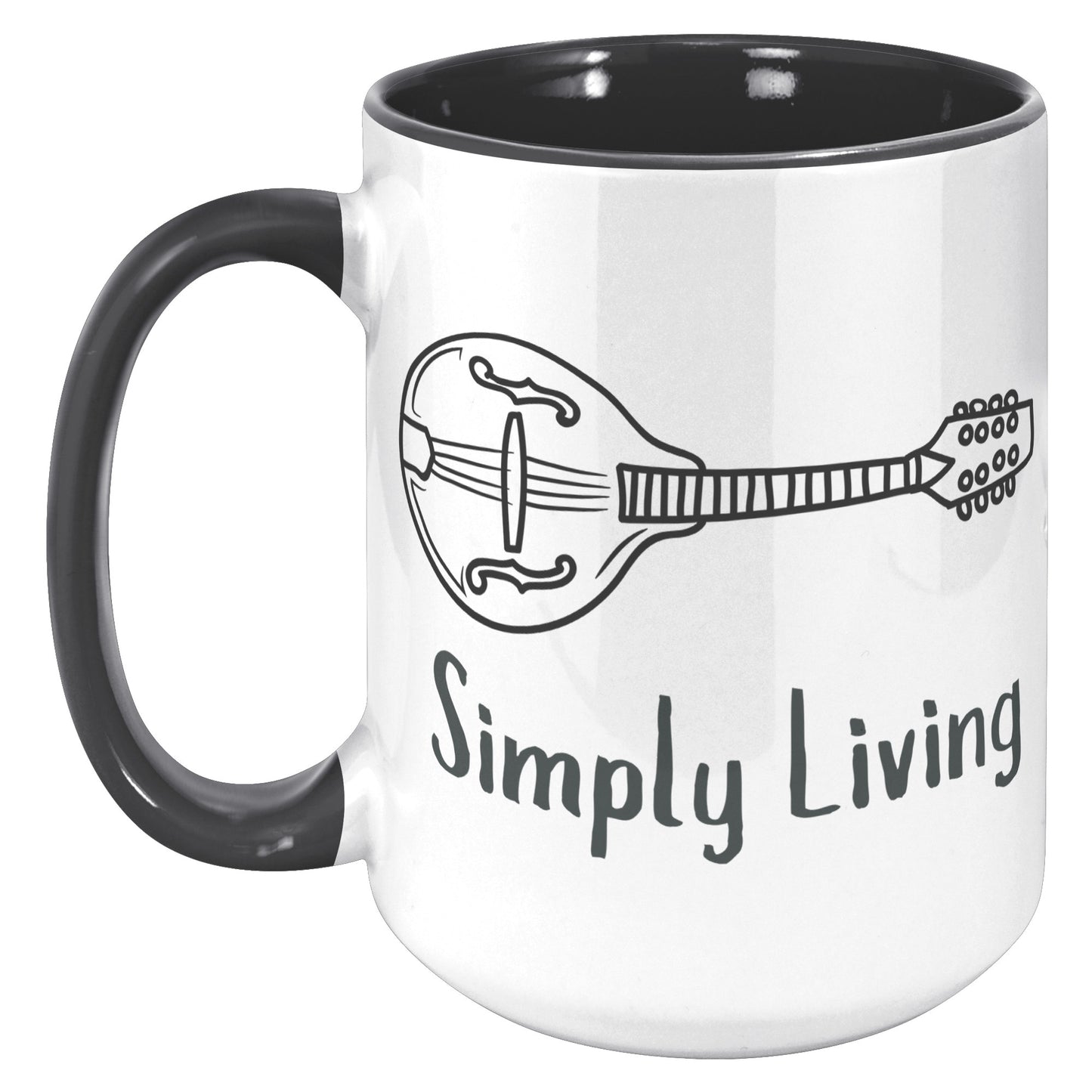Simply Living Mandolin 15oz Accent Mug, Mandolin Lover Gift, Mandolin Player Gift