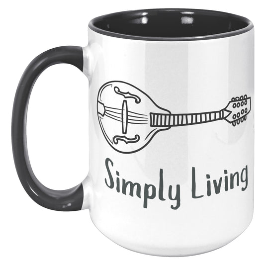 Simply Living Mandolin 15oz Accent Mug, Mandolin Lover Gift, Mandolin Player Gift