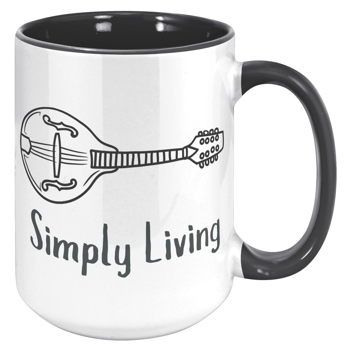 Simply Living Mandolin 15oz Accent Mug, Mandolin Lover Gift, Mandolin Player Gift