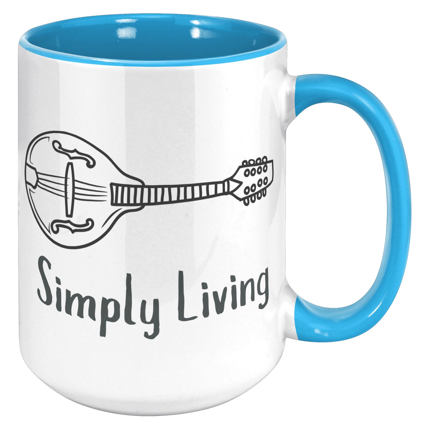 Simply Living Mandolin 15oz Accent Mug, Mandolin Lover Gift, Mandolin Player Gift