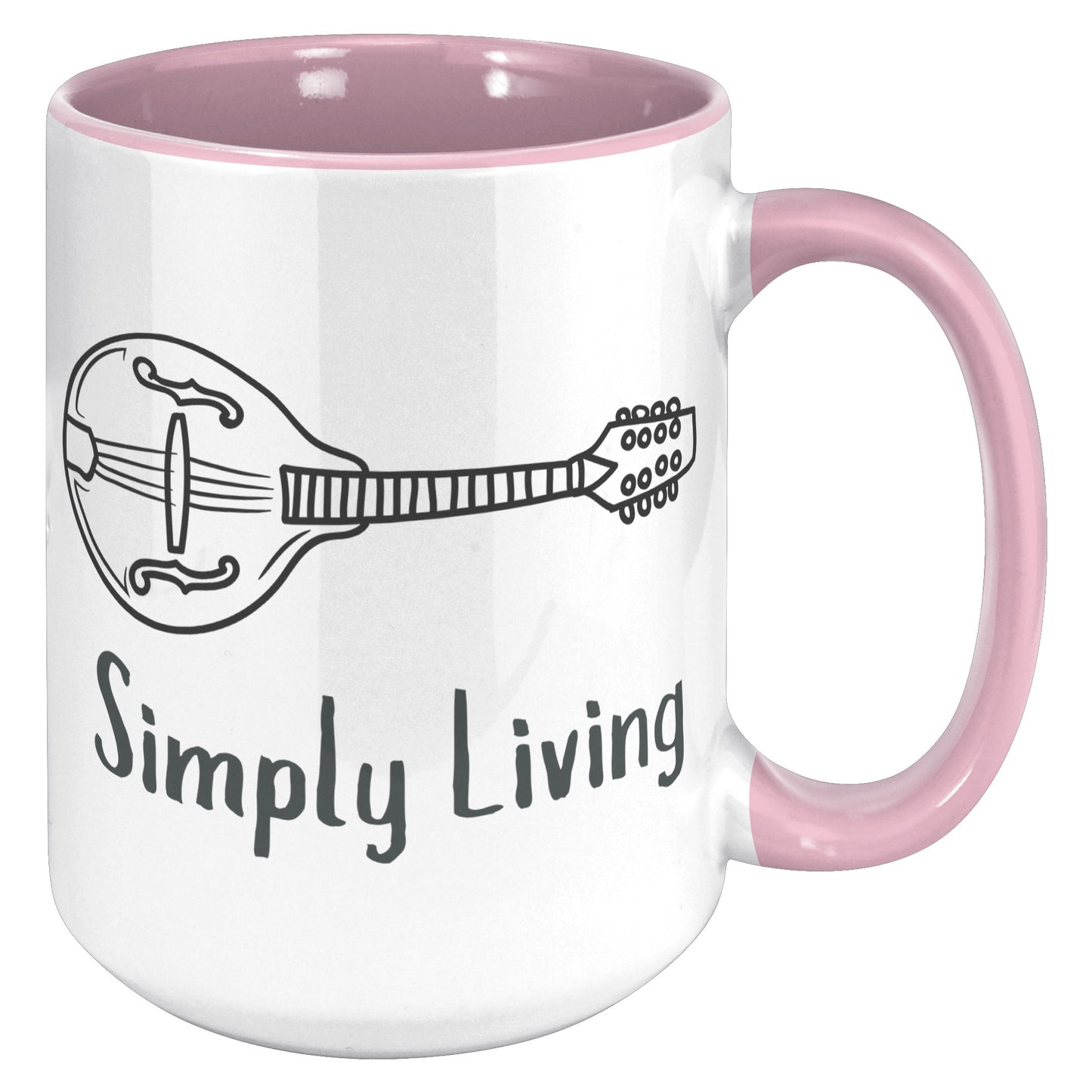 Simply Living Mandolin 15oz Accent Mug, Mandolin Lover Gift, Mandolin Player Gift