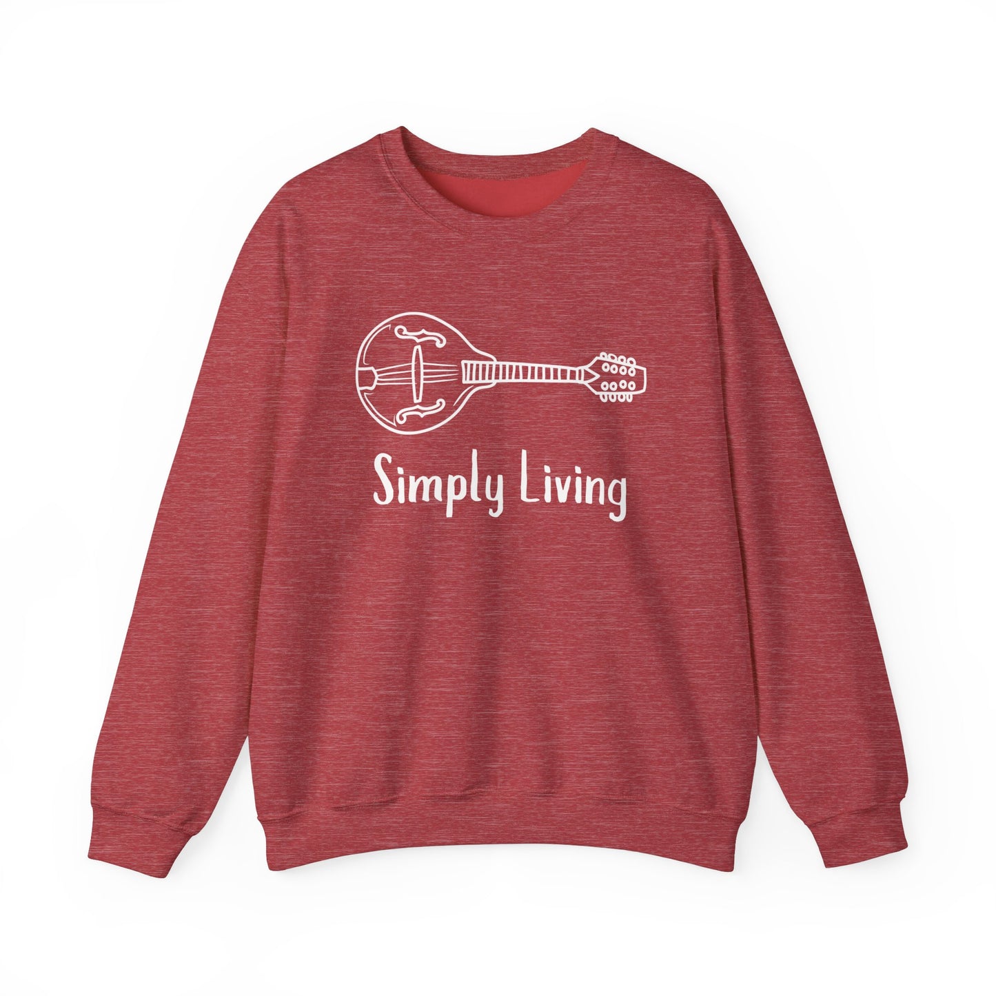 Simply Living Mandolin Unisex Heavy Blend™ Crewneck Sweatshirt, Music Lover Gift, Mandolin Player Gift, Festival Sweatshirt