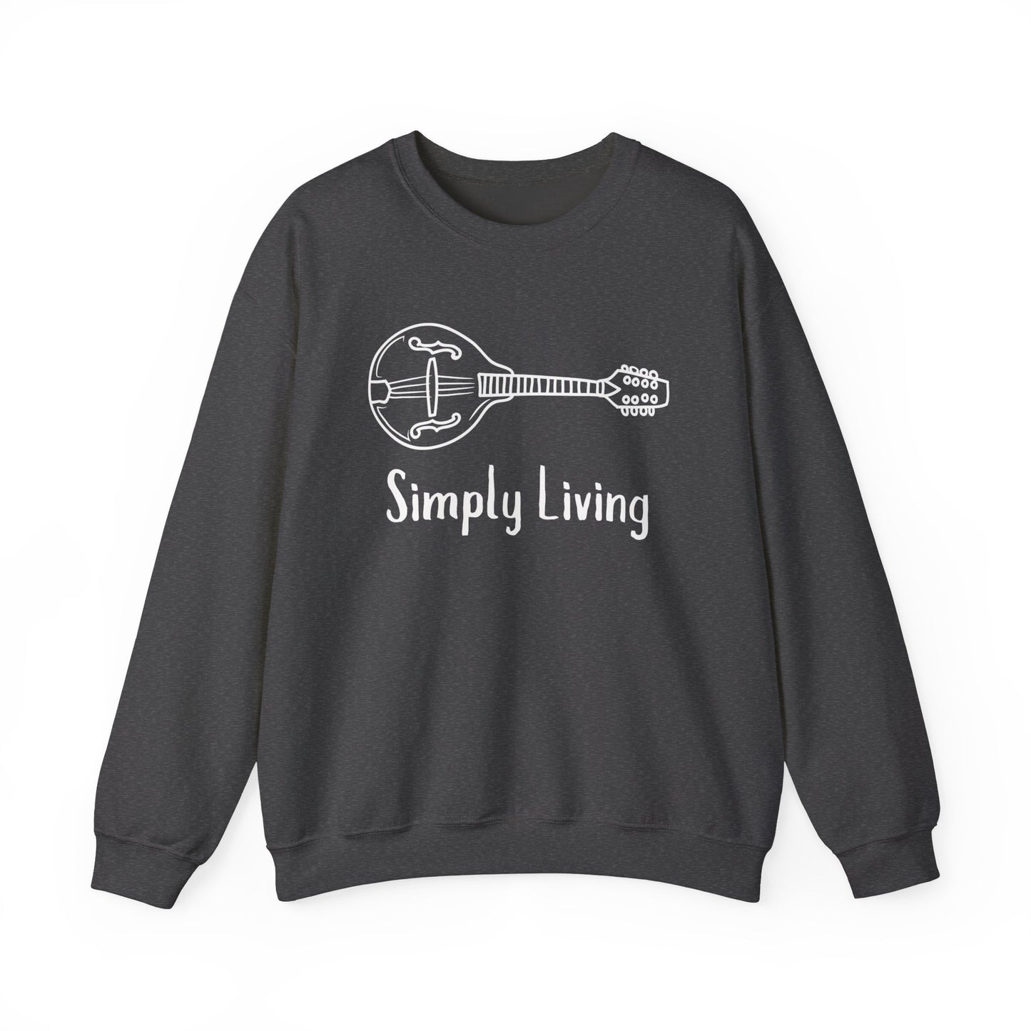 Simply Living Mandolin Unisex Heavy Blend™ Crewneck Sweatshirt, Music Lover Gift, Mandolin Player Gift, Festival Sweatshirt