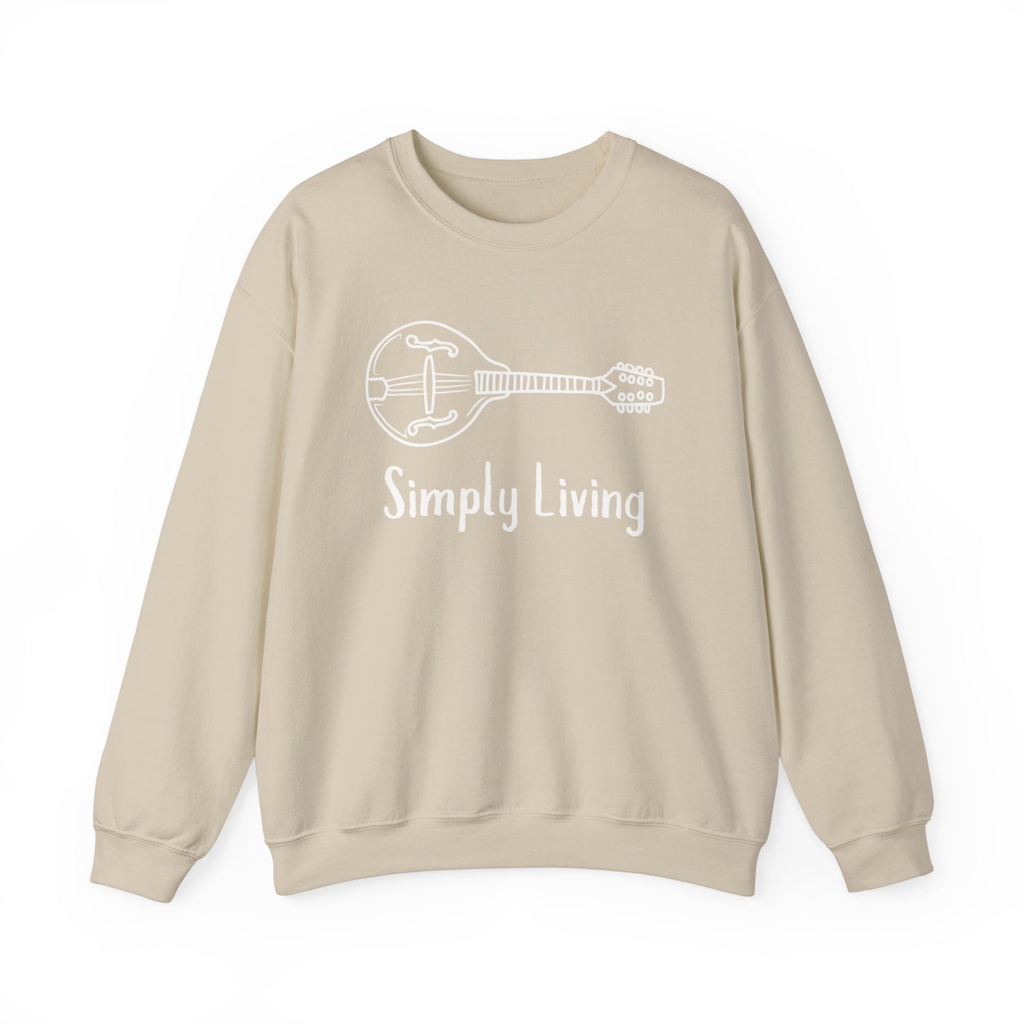 Simply Living Mandolin Unisex Heavy Blend™ Crewneck Sweatshirt, Music Lover Gift, Mandolin Player Gift, Festival Sweatshirt