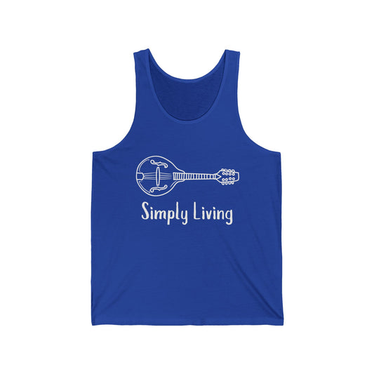 Simply Living Mandolin Unisex Jersey Tank Top, Bluegrass Tank Top, Music Lover Gift, Mandolin Player Gift, Festival Tank Top