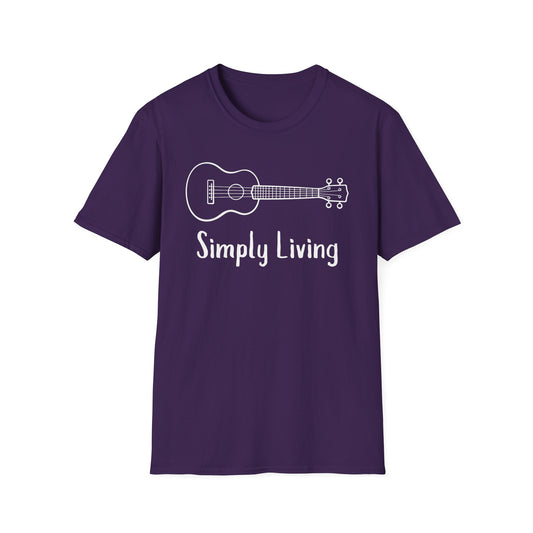 Simply Living White Guitar T-shirt, Guitar Tee, Music Lover Gift, Guitar Player Gift, Festival Tee