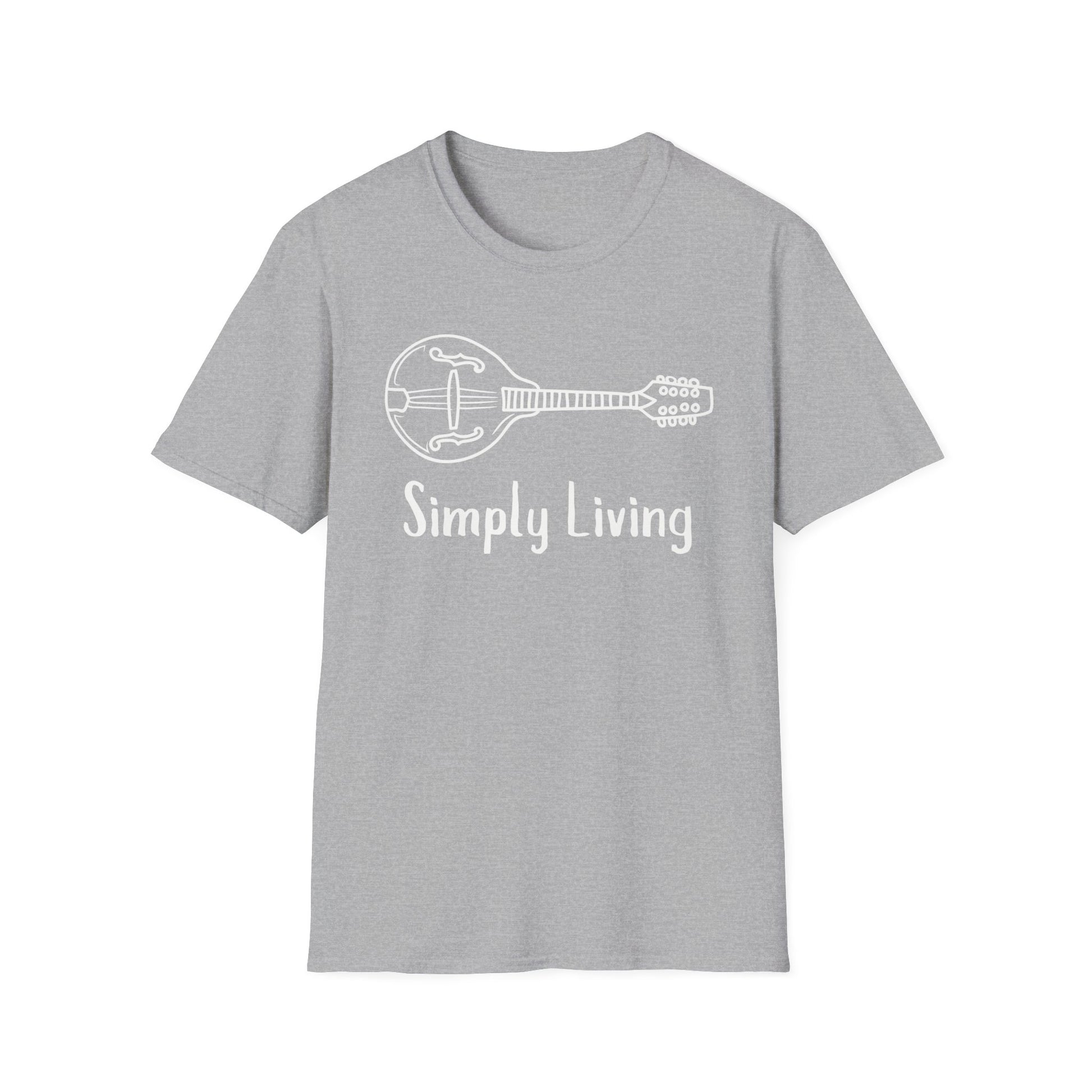 Simply Living White Mandolin T-shirt, Mando Tee, Mandolin Player Gift, Mandolin Lover Gift, Festival T-shirt