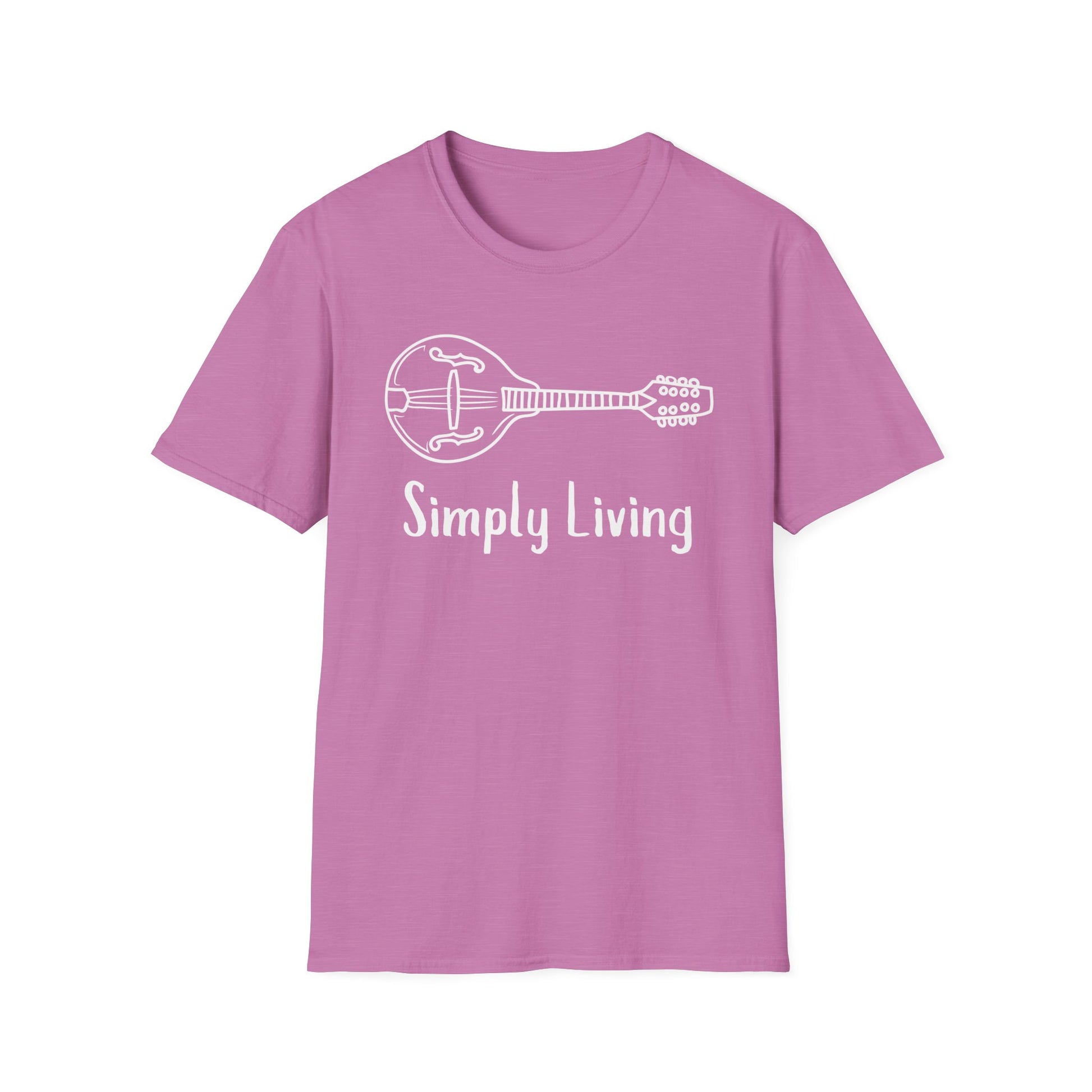 Simply Living White Mandolin T-shirt, Mando Tee, Mandolin Player Gift, Mandolin Lover Gift, Festival T-shirt