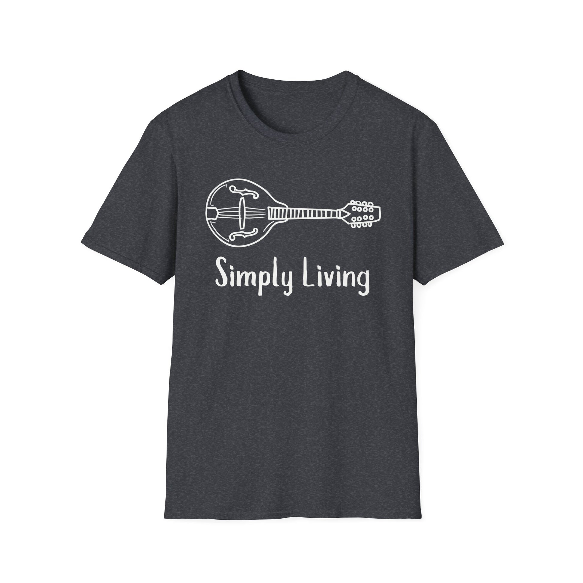 Simply Living White Mandolin T-shirt, Mando Tee, Mandolin Player Gift, Mandolin Lover Gift, Festival T-shirt