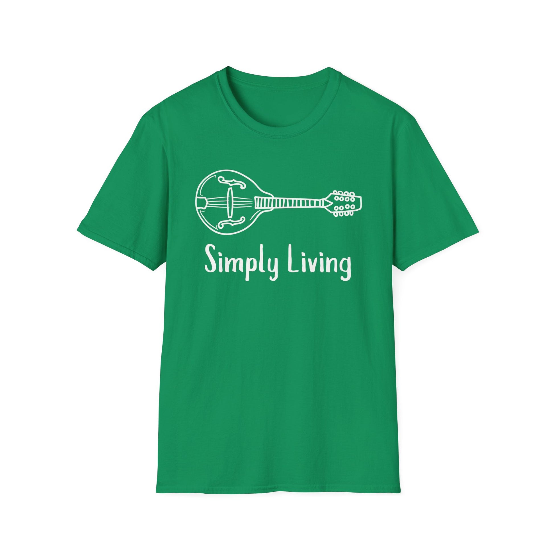 Simply Living White Mandolin T-shirt, Mando Tee, Mandolin Player Gift, Mandolin Lover Gift, Festival T-shirt