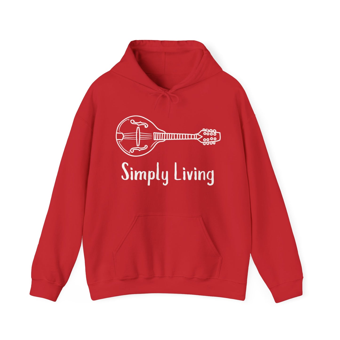 Simply Living White Mandolin Unisex Heavy Blend™ Hooded Sweatshirt, Music Lover Gift, Mandolin Player Gift, Festival Hoodie