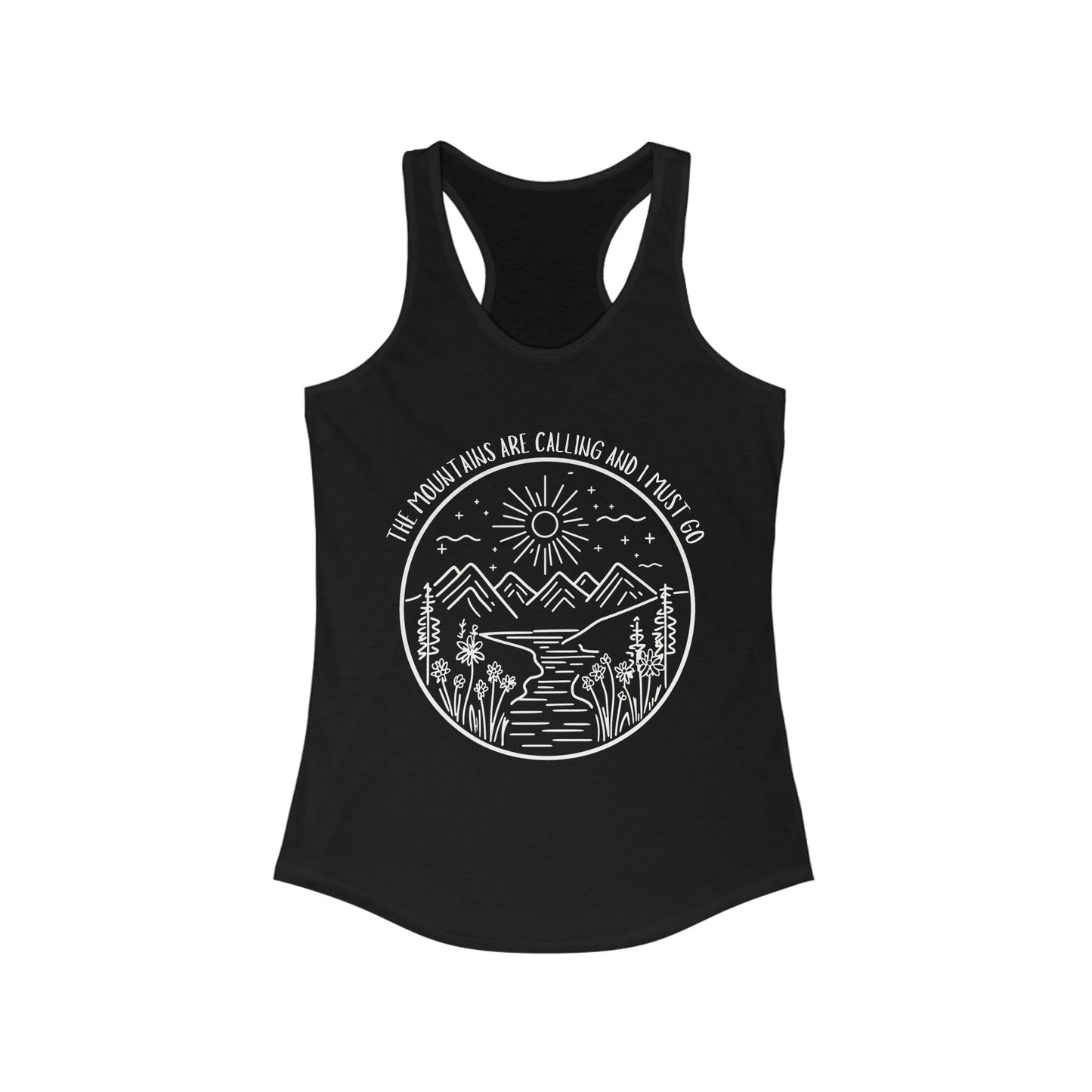 The Mountains Are Calling and I Must Go Racerback Tank, Hiking Shirt, Mountain Shirt, Mountains Shirt, Camping Shirt, Nature Tank Top