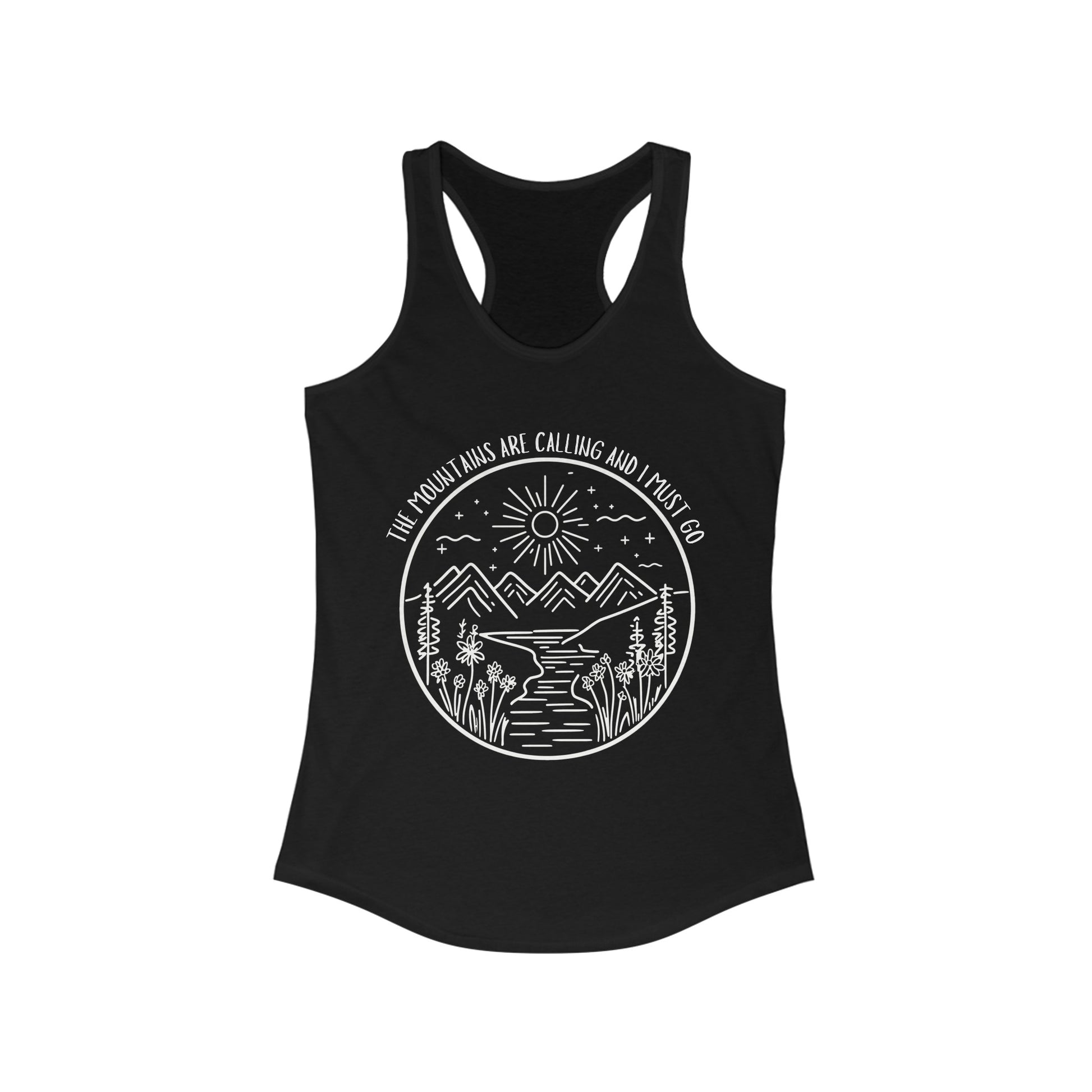 The Mountains Are Calling and I Must Go Racerback Tank, Hiking Shirt, Mountain Shirt, Mountains Shirt, Camping Shirt, Nature Tank Top
