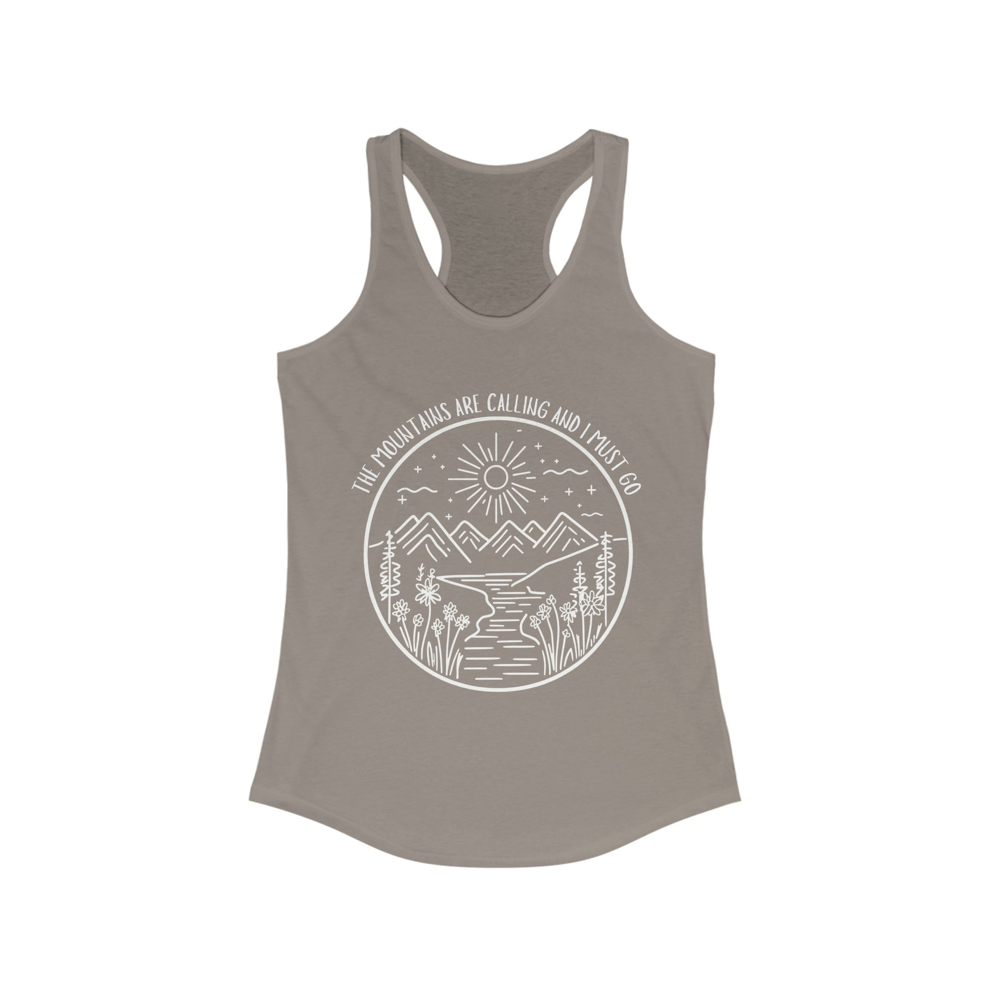 The Mountains Are Calling and I Must Go Racerback Tank, Hiking Shirt, Mountain Shirt, Mountains Shirt, Camping Shirt, Nature Tank Top