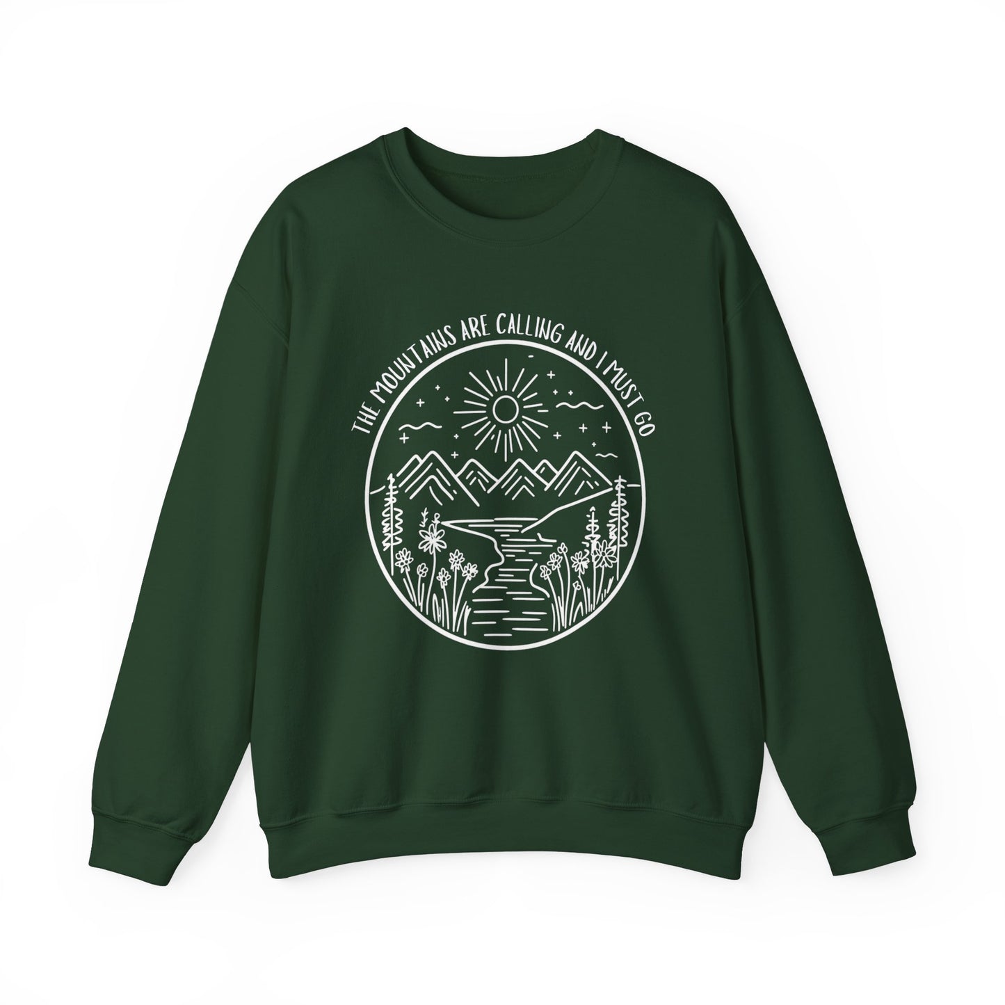 The Mountains Are Calling and I Must Go Unisex Heavy Blend™ Crewneck Sweatshirt,  Hiking Shirt, Mountain Sweatshirt, Camping Sweatshirt, Nature Shirt