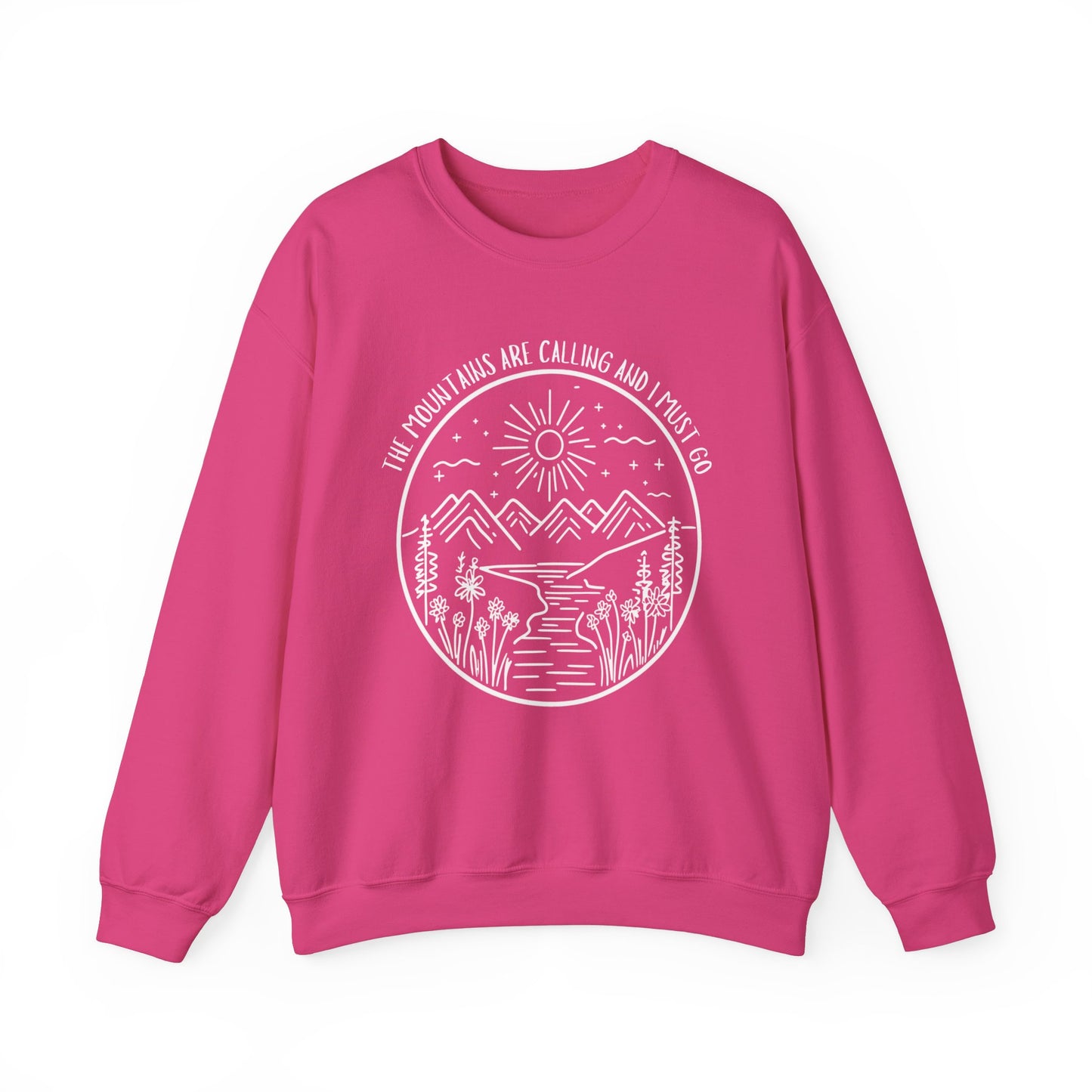 The Mountains Are Calling and I Must Go Unisex Heavy Blend™ Crewneck Sweatshirt,  Hiking Shirt, Mountain Sweatshirt, Camping Sweatshirt, Nature Shirt