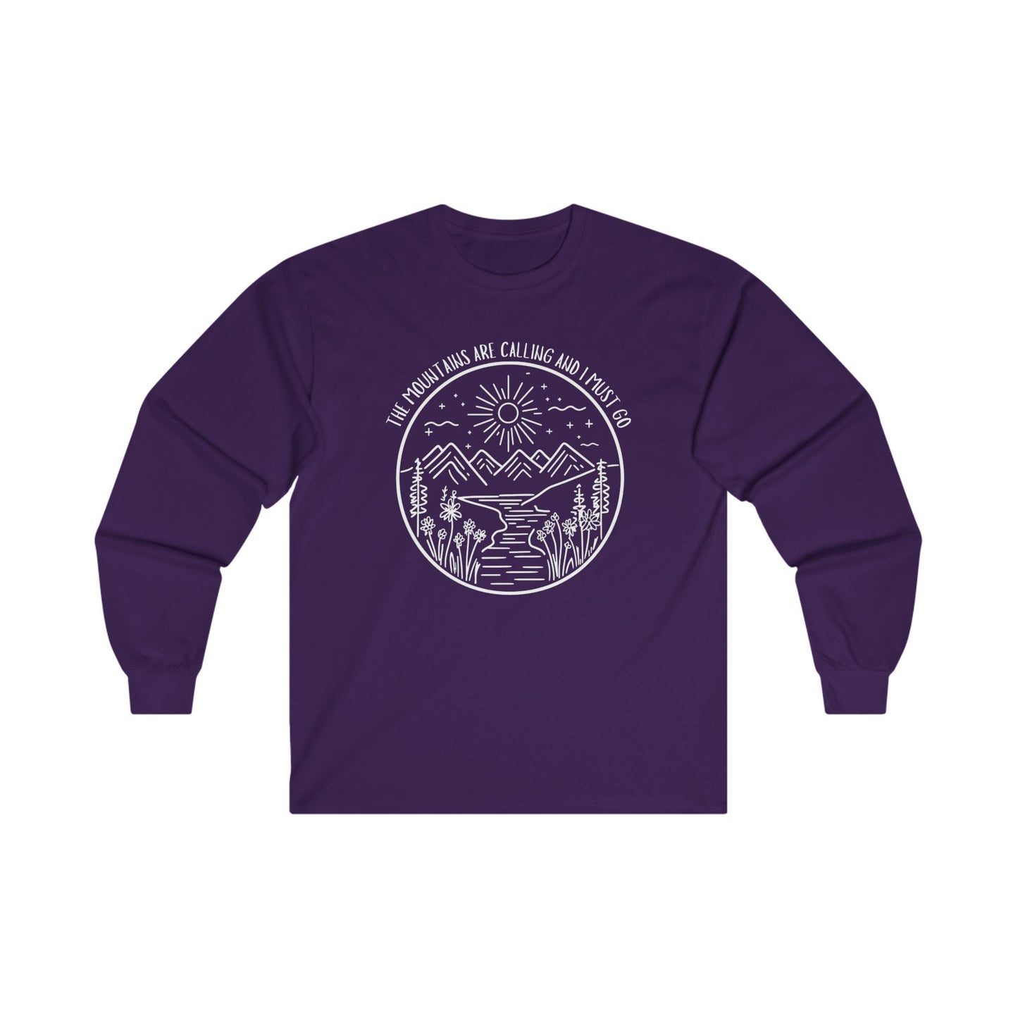The Mountains Are Calling and I Must Go Unisex Ultra Cotton Long Sleeve T-shirt, Hiking Shirt, Mountain Shirt, Camping Shirt, Nature T-shirt