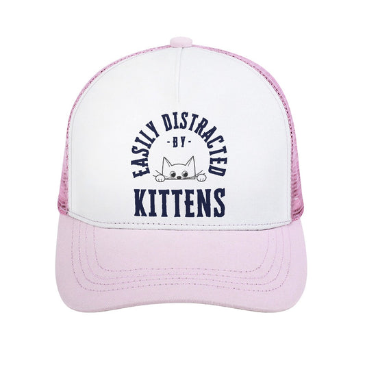 Easily Distracted by Kittens Pink Foam Trucker Hat, Funny Cat Hat, Girlfriend Gift, Mother's Day Gift