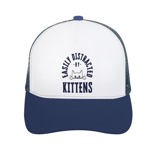 Easily Distracted by Kittens Royal Blue Foam Trucker Hat, Funny Cat Hat