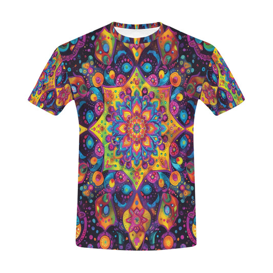 Trippy Psychedelic Mandala Fun T-Shirt, All Over Print Tee, Rave, EDM, Festival