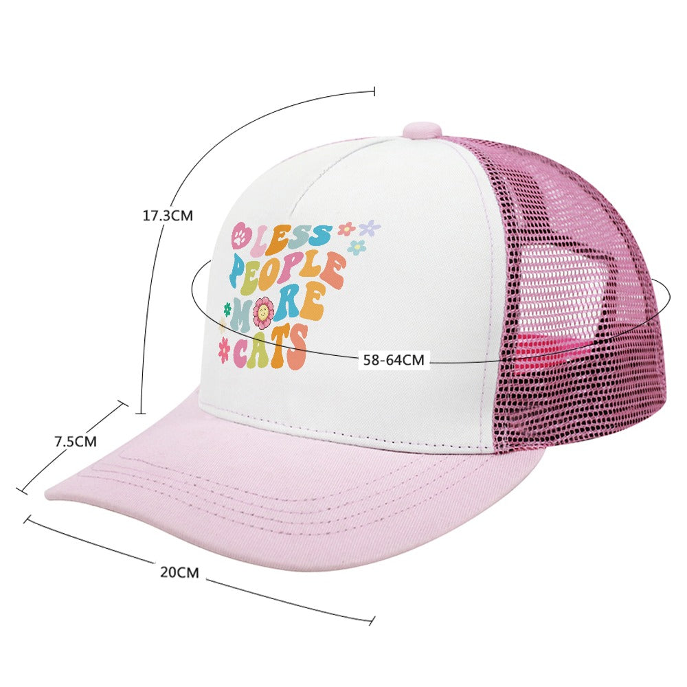 Less People More Cats Pink Foam Trucker Hat